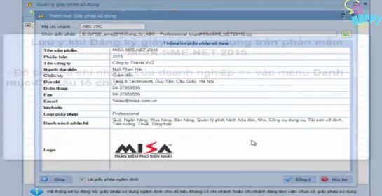 Đăng ký giấy phép sử dụng Misa 2015