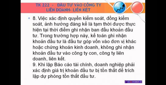 Tài khoản 222 – Đầu tư vào công ty liên doanh, liên kết.
